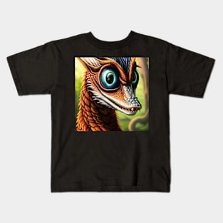 Copper Scaled Jungle Dragon with Goofy Grin and Big Eyes Kids T-Shirt